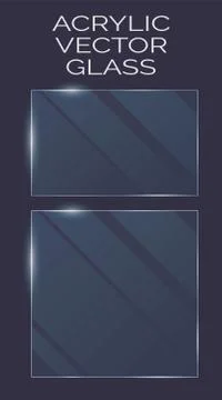 Vector plastic and acrylic glass mockup with glow light reflection on the edg Stock Illustration