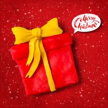 Vector plasticine figure of gift box Stock Illustration