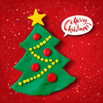Vector plasticine illustration of Christmas Tree Stock Illustration