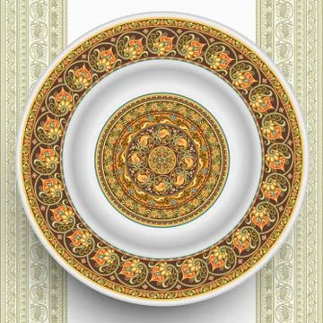Vector plate with abstract decorative ornament Illustrazione stock