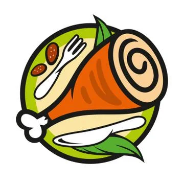 Vector plate with meat Ilustração Stock