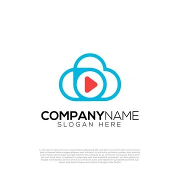 Vector play button cloud tech logo Stock Illustration