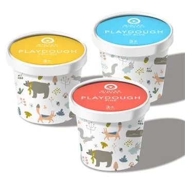 Vector Play Dough, Ice Cream, Snack or Toys Recyclable Paper Cup Package Stock Illustration