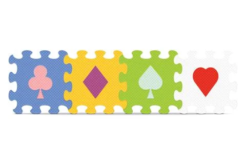 Vector playing card signs made with puzzle Illustrazione stock