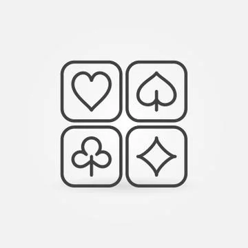 Vector Playing Card Suits outline concept icon or logo Stock Illustration