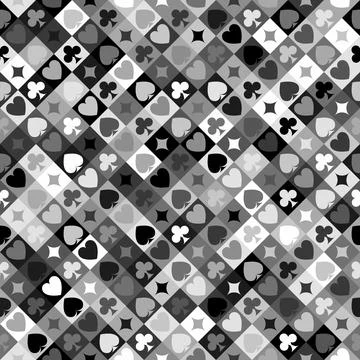 Vector playing cards suits seamless patterns. Backgrounds card suits Stock Illustration