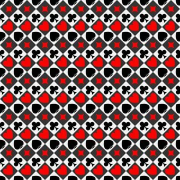 Vector playing cards suits seamless patterns. Backgrounds card suits Illustration