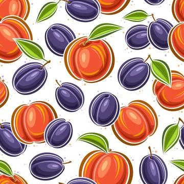 Vector Plum and Peach seamless pattern Illustrazione stock