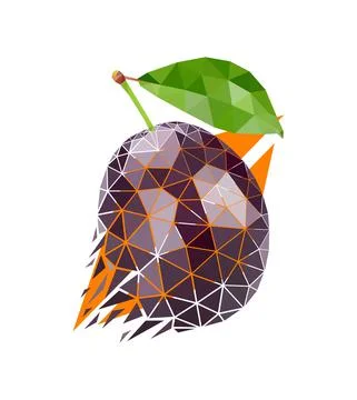 Vector plum in low poly style Stock Illustration