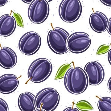 Vector Plum Seamless Pattern Illustrazione stock