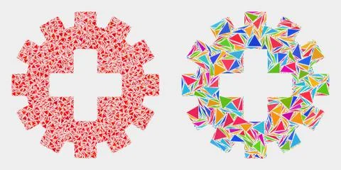 Vector Plus Gear Mosaic Icon of Triangle Elements Stock Illustration