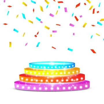 Vector podium with confetti. Vector illustration Stock Illustration