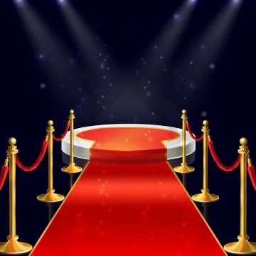Vector podium with red carpet, ropes, stanchions Stock-Illustration
