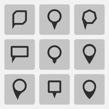 Vector pointer  black icons set  various forms Stock Illustration