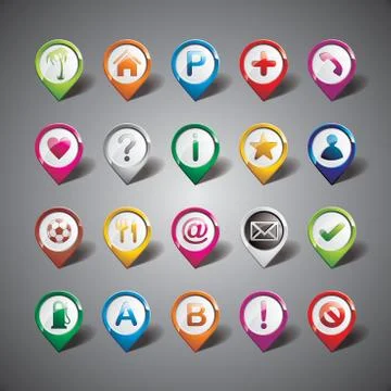 Vector pointer icon set on gray background. EPS 10 illustration. Stock Illustration