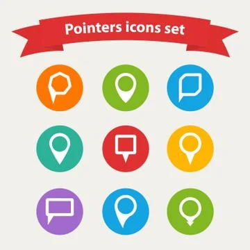 Vector pointer  white icons set  various forms Stock Illustration