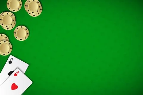 Vector poker background with playing cards and chips on green casino background Illustrazione stock
