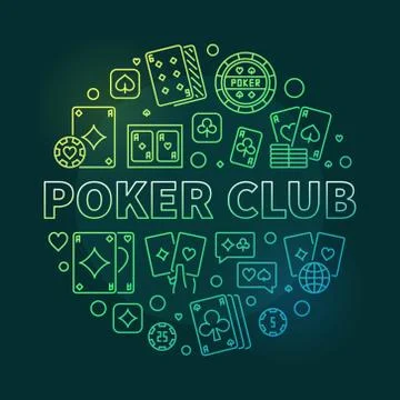 Vector Poker Club concept linear round green illustration Stock Illustration