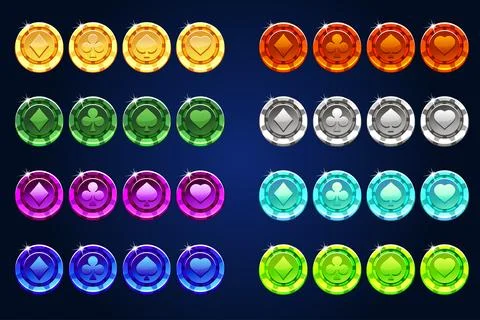 Vector Poker colors Chips, resource gaming element Stock Illustration