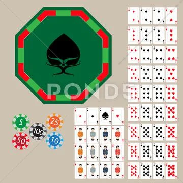 Vector poker table and cards Stock Illustration