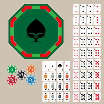 Vector poker table and cards Stock Illustration