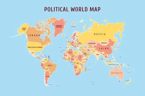 Vector political map of the world Stock Illustration