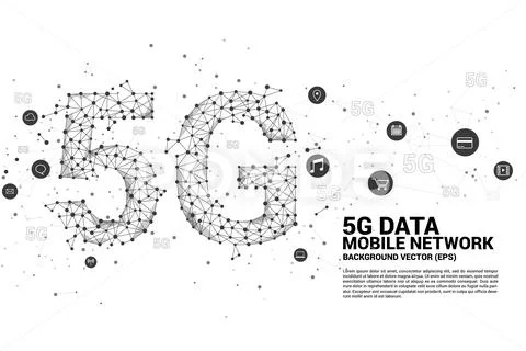 Vector Polygon dot connect line shaped 5G mobile networking networking. Stock Illustration
