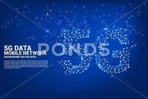 Vector Polygon dot connect line shaped 5G mobile networking Stock Illustration