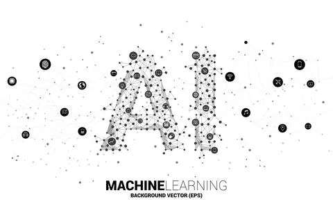 Vector Polygon dot connect line shaped AI. Concept for machine learning and a Stock Illustration