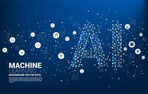 Vector Polygon dot connect line shaped AI. Concept for machine learning and a Stock Illustration