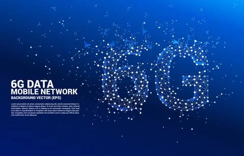 Vector Polygon dot connect line shaped 6G mobile network. Concept for mobile  Stock Illustration