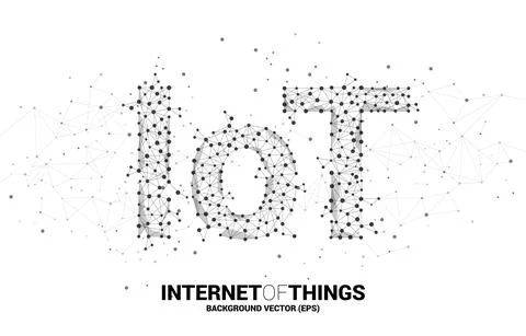 Vector Polygon dot connect line shaped IoT wording . Concept for telecommunic Stock Illustration