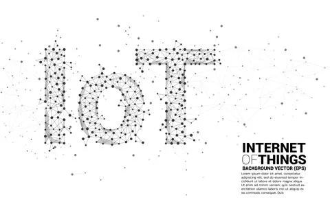 Vector Polygon dot connect line shaped IoT wording . Concept for telecommunic Stock Illustration
