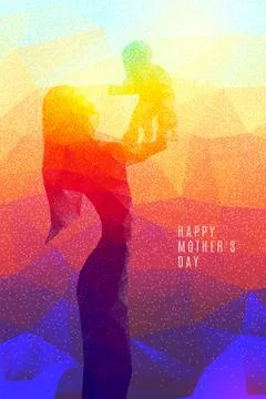 Vector polygon illustration of mother keep her child on hands Stock Illustration