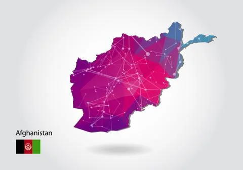 Vector polygonal Afghanistan map. Low poly design. map made of triangles on w Stock Illustration