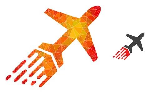 Vector Polygonal Air Liner Icon with Flame Gradient Stock Illustration