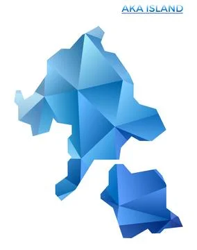 Vector polygonal Aka Island map. Vibrant geometric island in low poly style.. Stock Photos