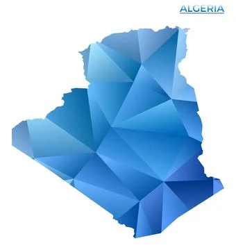 Vector polygonal Algeria map. Vibrant geometric country in low poly style. .. 스톡 일러스트