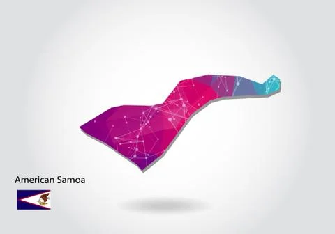 Vector polygonal American Samoa map. Low poly design. map made of triangles o 스톡 일러스트