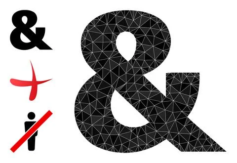 Vector Polygonal Ampersand Symbol Icon with Similar Icons Stock Illustration