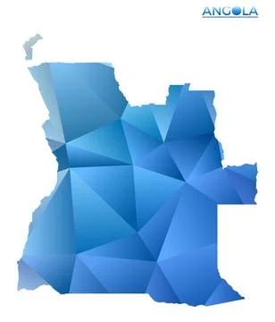 Vector polygonal Angola map. Vibrant geometric country in low poly style. B.. Stock Illustration