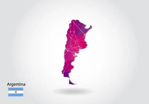 Vector polygonal argentina map. Low poly design. map made of triangles on whi Stock Illustration
