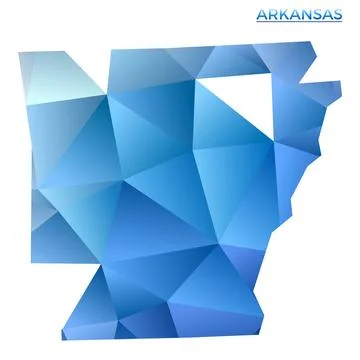 Vector polygonal Arkansas map. Vibrant geometric us state in low poly style.. Ilustração Stock