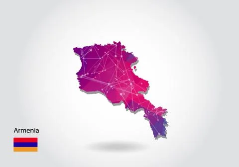 Vector polygonal armenia map. Low poly design. map made of triangles on white Stock Illustration