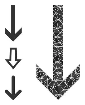 Vector Polygonal Arrow Down Icon with Bonus Icons Stock Illustration