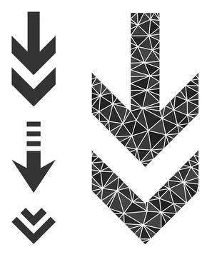 Vector Polygonal Arrow Down Icon with Other Icons 库存插图