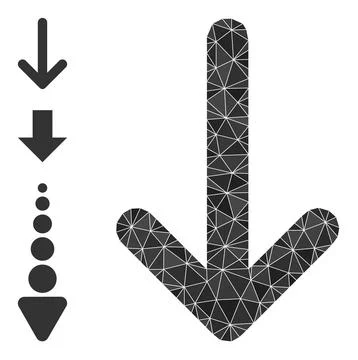 Vector Polygonal Arrow Down Icon with Bonus Icons Stock Illustration