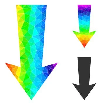 Vector Polygonal Arrow Down Icon with Rainbow Gradient Stock Illustration