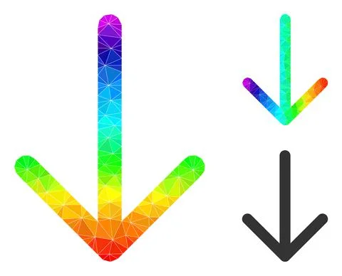 Vector Polygonal Arrow Down Icon with Spectrum Gradient Stock Illustration