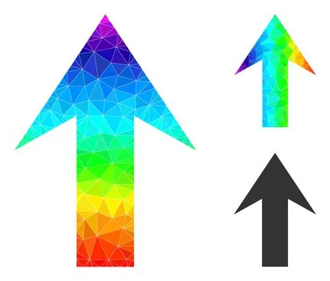 Vector Polygonal Arrow Up Icon with Rainbow Gradient Stock Illustration
